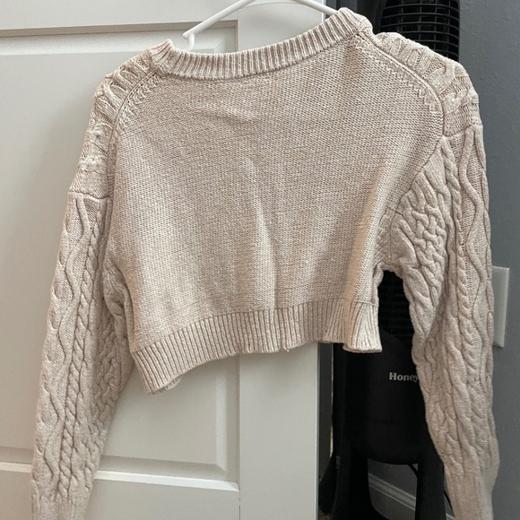 Extra Small Cream Garage Cropped Sweater - Picture 3 of 3